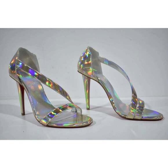 Christian Louboutin Astridal 100 Gold Patent Psychic Strap Sandal Heel Pump 38.5 - Picture 4 of 12